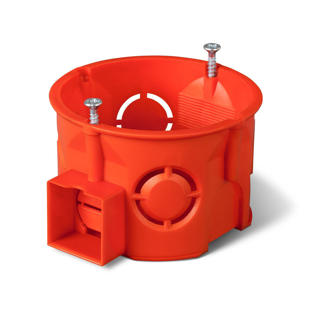 Onnline Puszka podtynkowa PRO PK-60F łączeniowa płytka z wkrętami, czerwona, IP 20