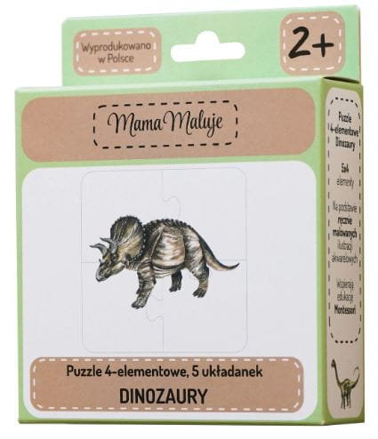 Puzzle 4-elementowe Dinozaury - Mama Maluje