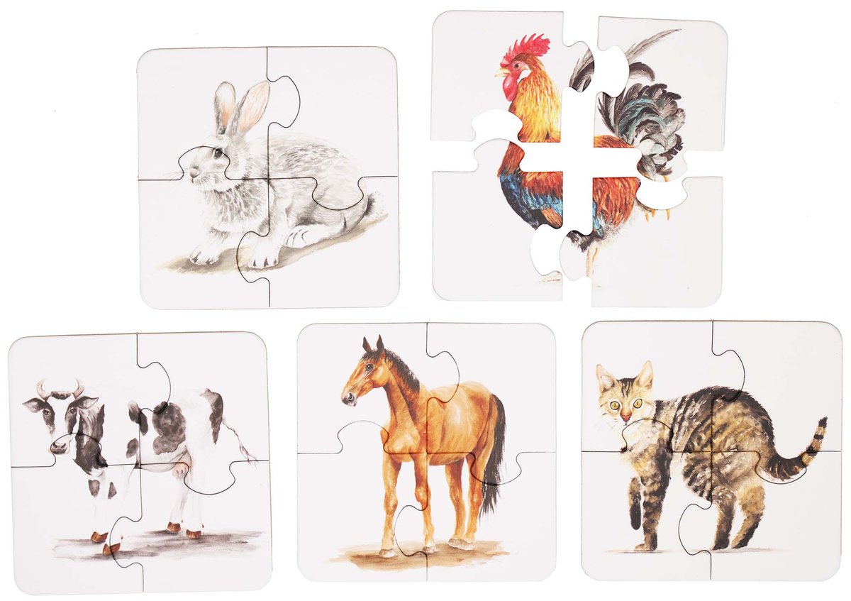 Puzzle 4-elementowe Zwierzęta wiejskie - Mama Maluje