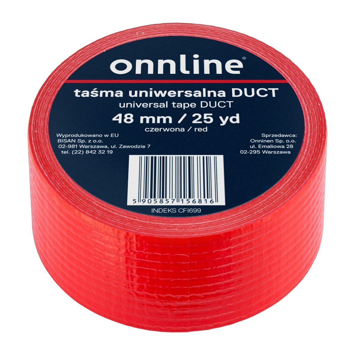 Taśma ONNLINE do otulin DUCT 48mm/25YD czerwona