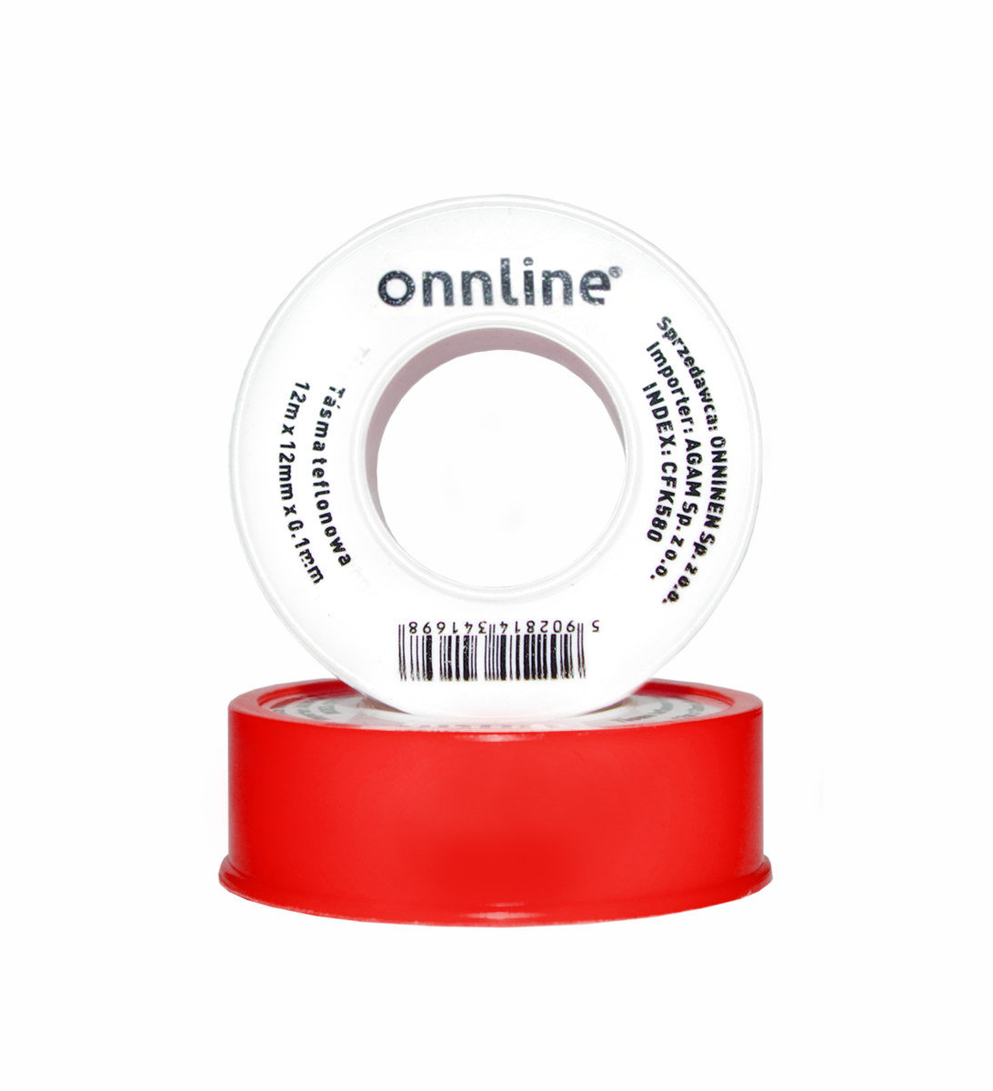 Onnline Taśma teflonowa 12m x 12mm x 0,1mm (czerwona)