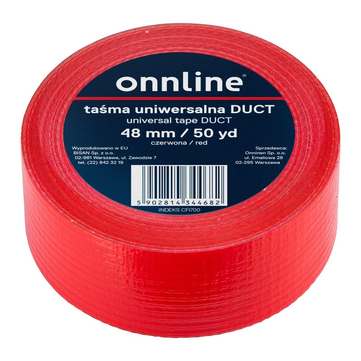 Onnline Taśma do otulin DUCT 48mm/50YD czerwona