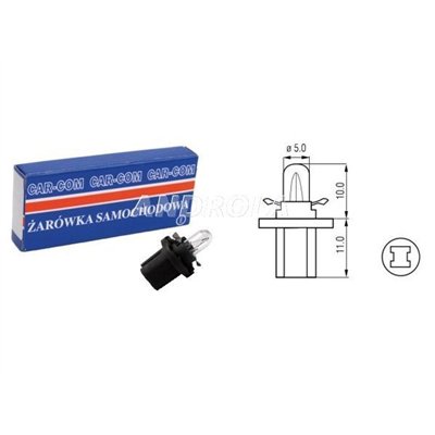 Żarówka B8.5D 12V 1,2W czarna oprawa Car-Com 1szt