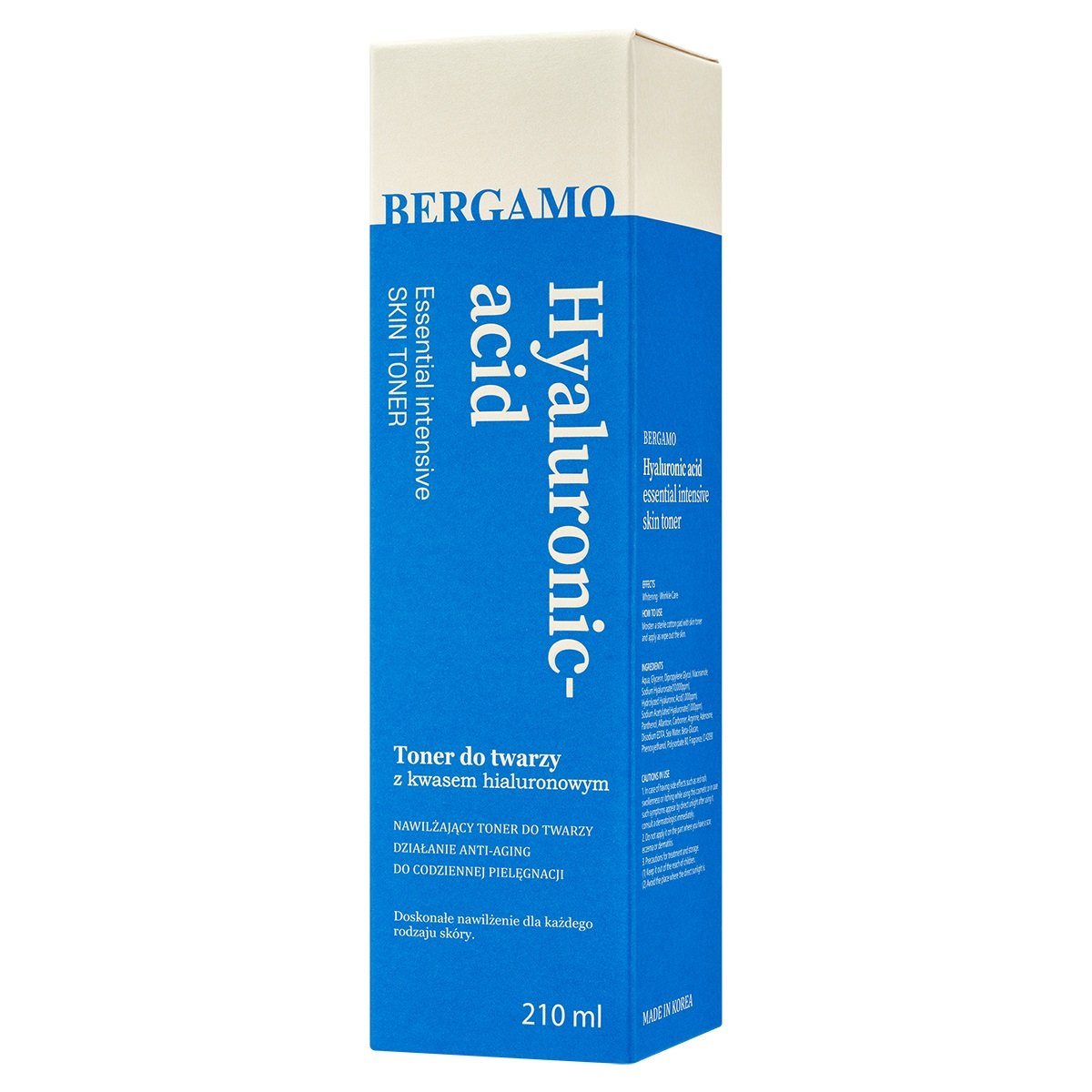 Bergamo, Hyaluronic Acid, Toner do twarzy z kwasem hialuronowym, 210 ml