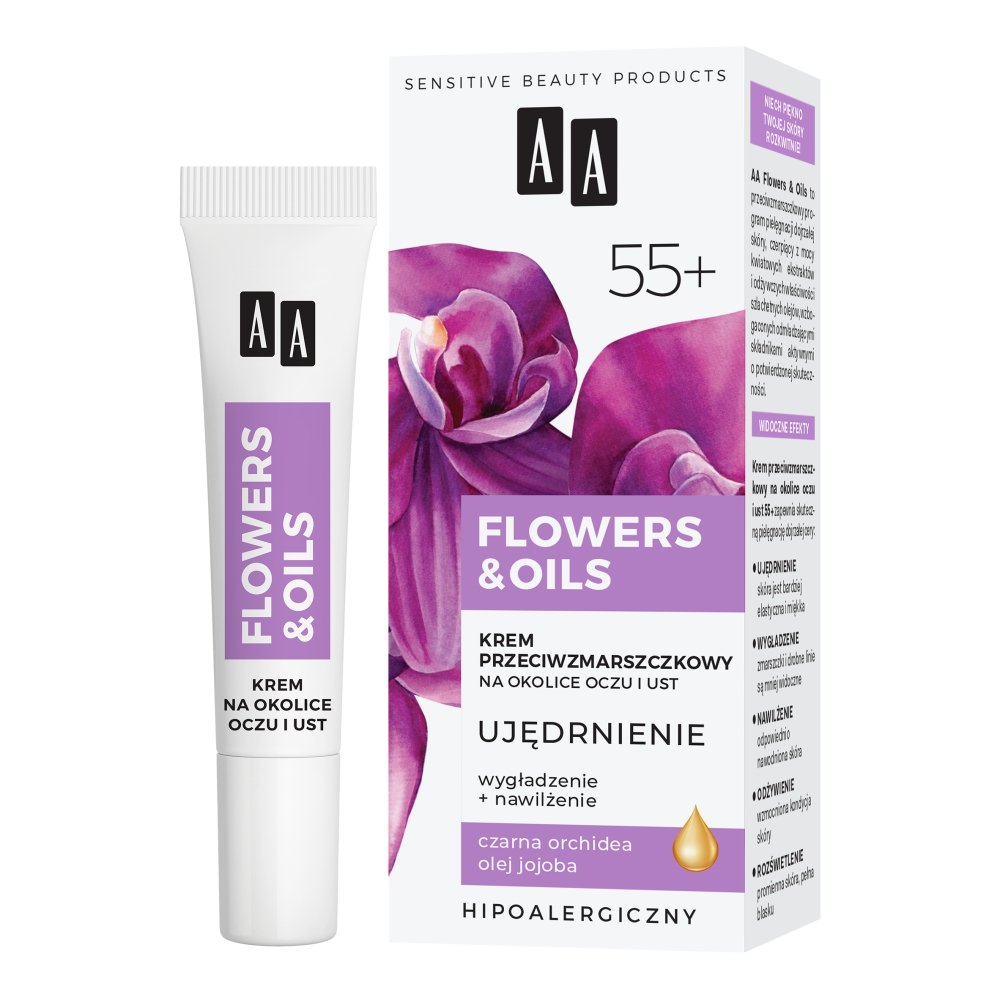 Flowers&Oils 55+ Ujędrnienie krem przeciwzmarszczkowy na okolice oczu i ust 15 ml