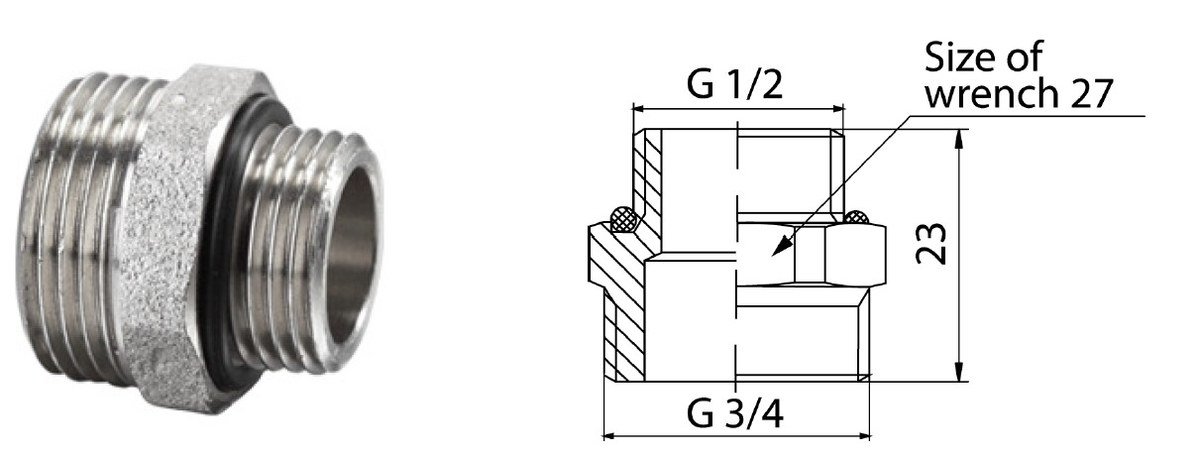 Przyłączka G1/2-G3/4 FUSION niklowana