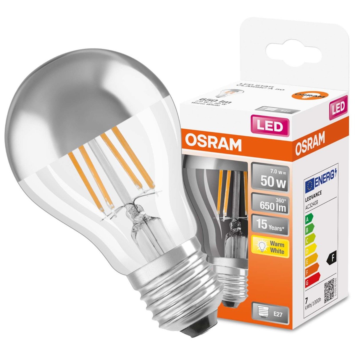 Osram żarówka LED E27 6,5W Mirror silver 2 700 K