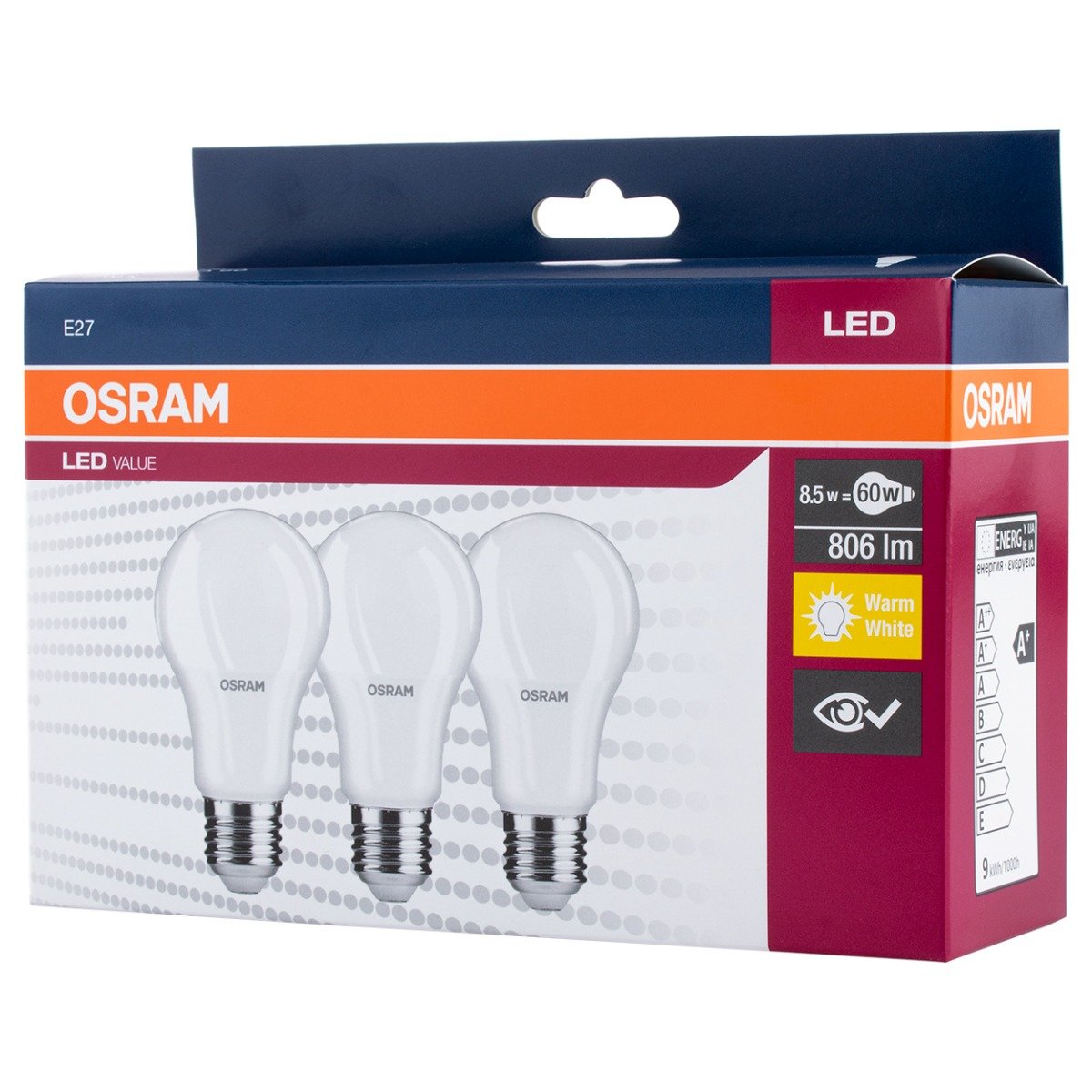 Osram Żarówka LED E27 806 lm 2700 K 3 szt.
