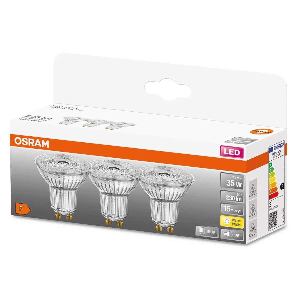 Osram reflektor LED GU10 2,6W PAR16 827 36° 3 szt.