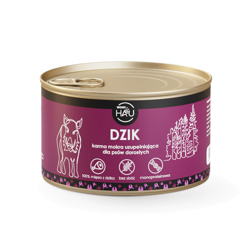 WOW HAU Mokra karma Dzik 100% BARF 410g