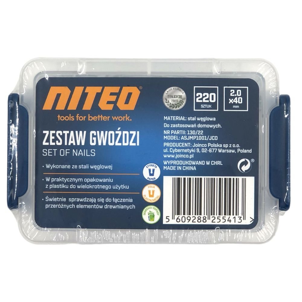 ZESTAW GWOŹDŹI 220SZT. NITEO TOOLS