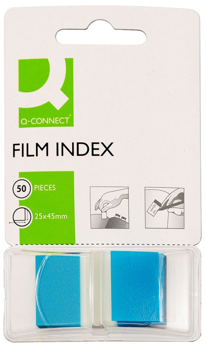 Q-Connect Zakładki indeksujące PP, 25,4x43,7mm, 50 kart., niebieskie KF03632