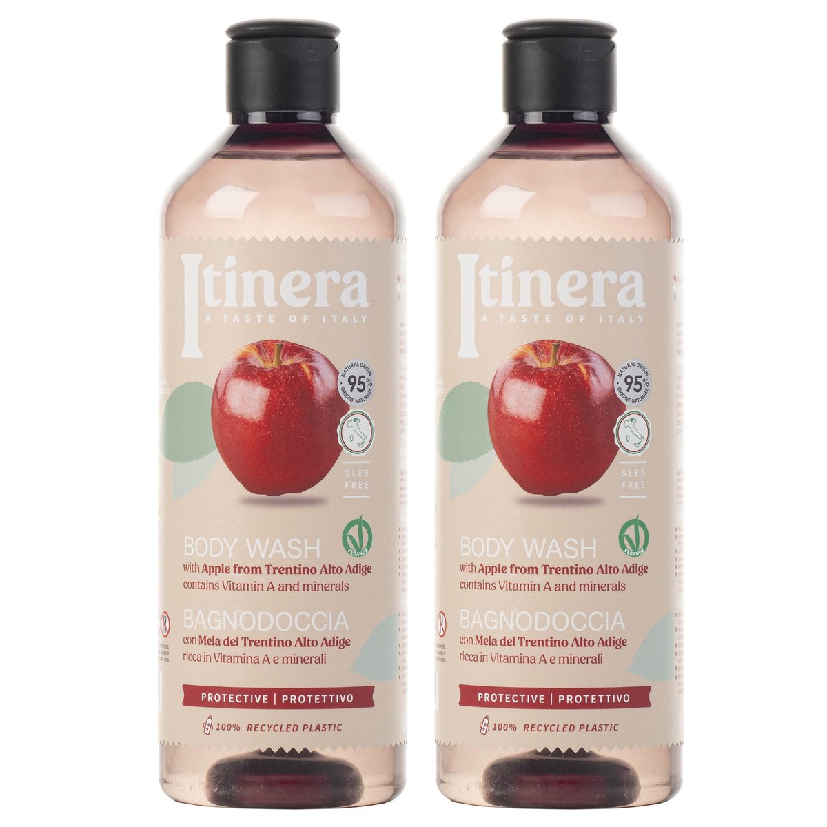 ITINERA Ochronny żel pod prysznic jabłko z Trentino, 95% naturalnych składników, 370 ml 2 szt