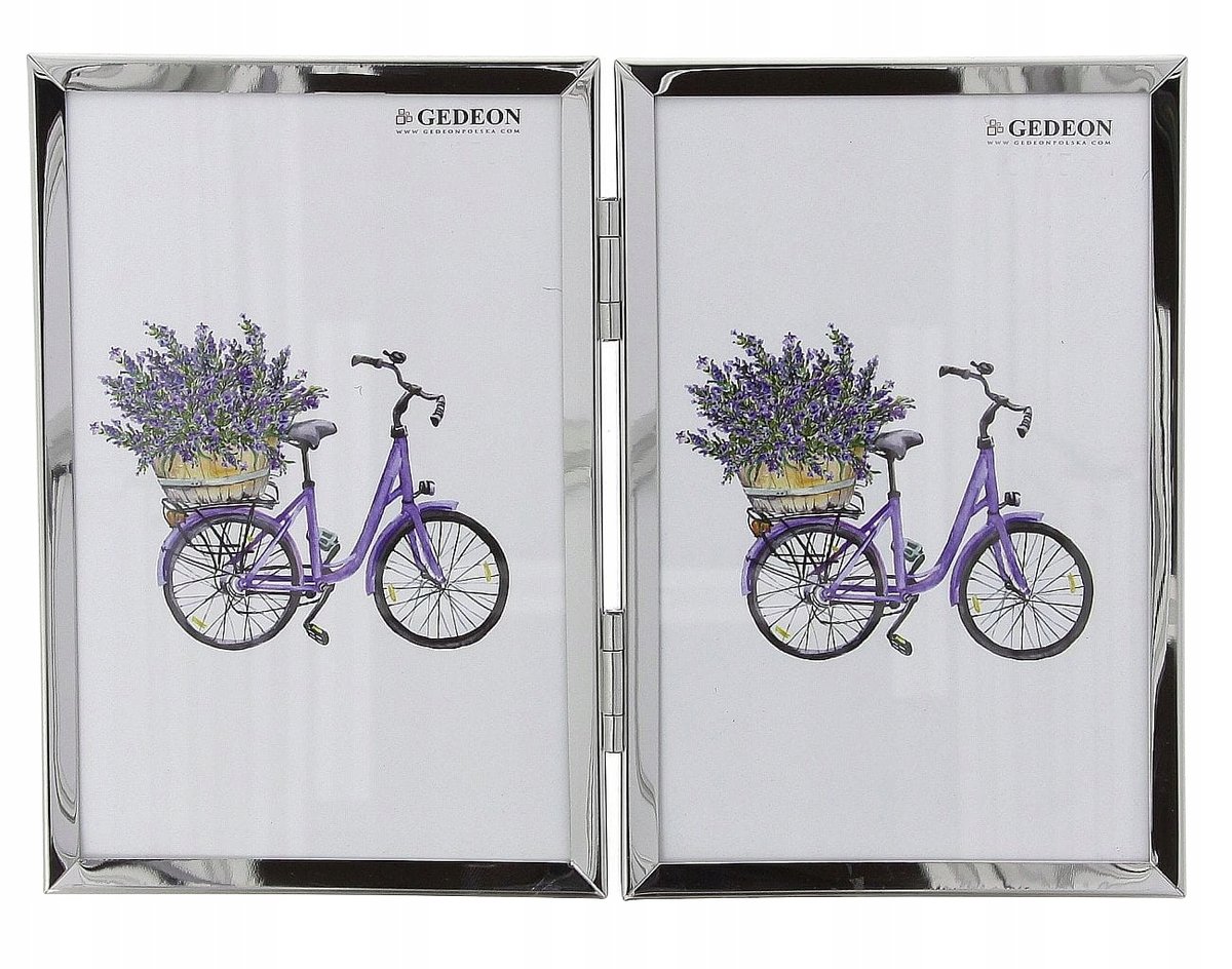 Ramka metalowa srebrna 2 zdjęcia 10x15 błyszcząca