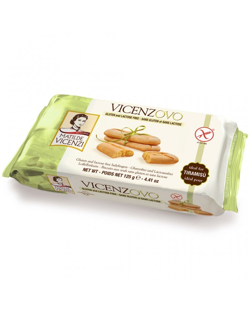 Vicenzi  Savoiardi - Bez laktozy, bezglutenowe włoskie biszkopty, niezastapione do przygotowania Tiramisu 125g