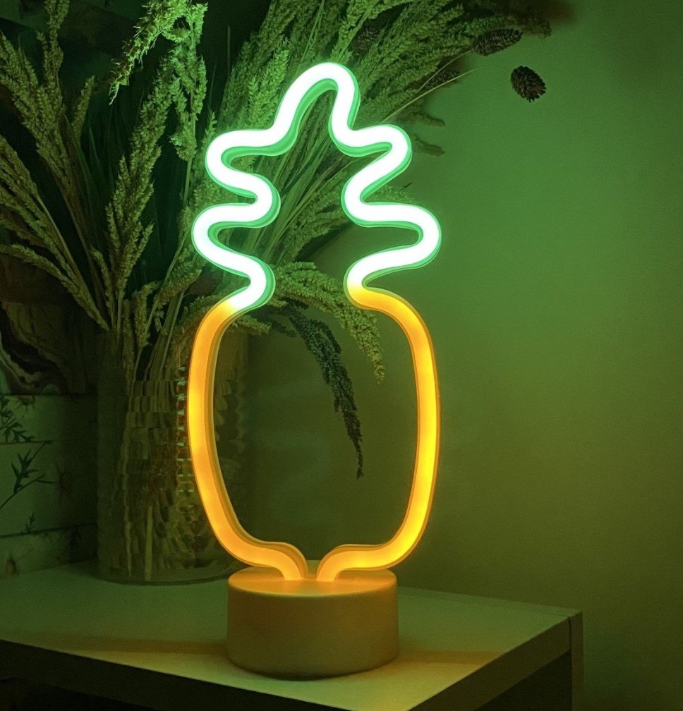 Neon na podstawce LED Ananas Na baterie / USB