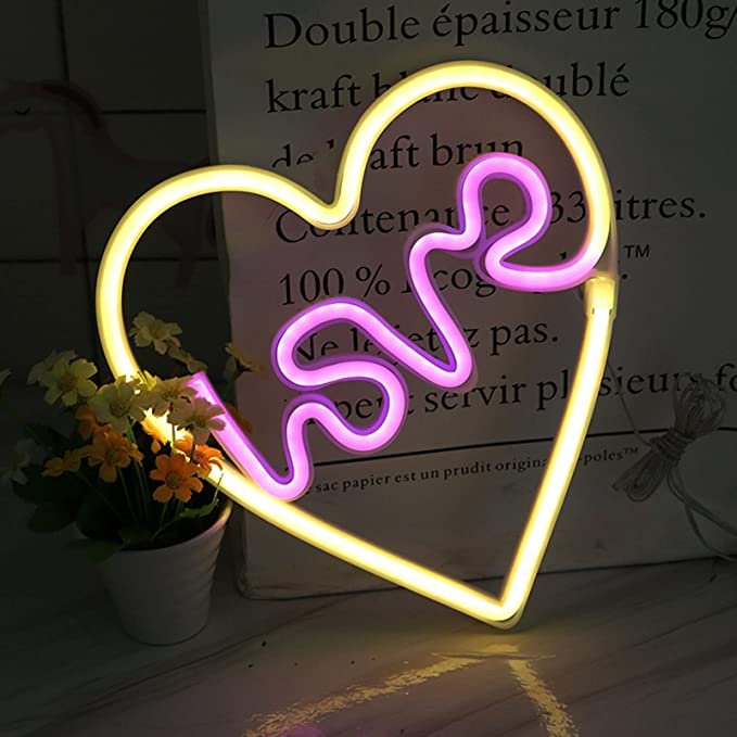 Neon LED Serce Love / Włącznik / USB / Lampka