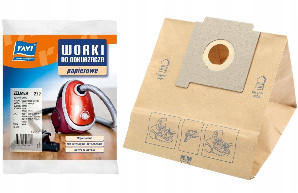 Zelmer Worek do odkurzacza Ravi Worki Z17 Magnat/Maxim 5szt 5906900103689