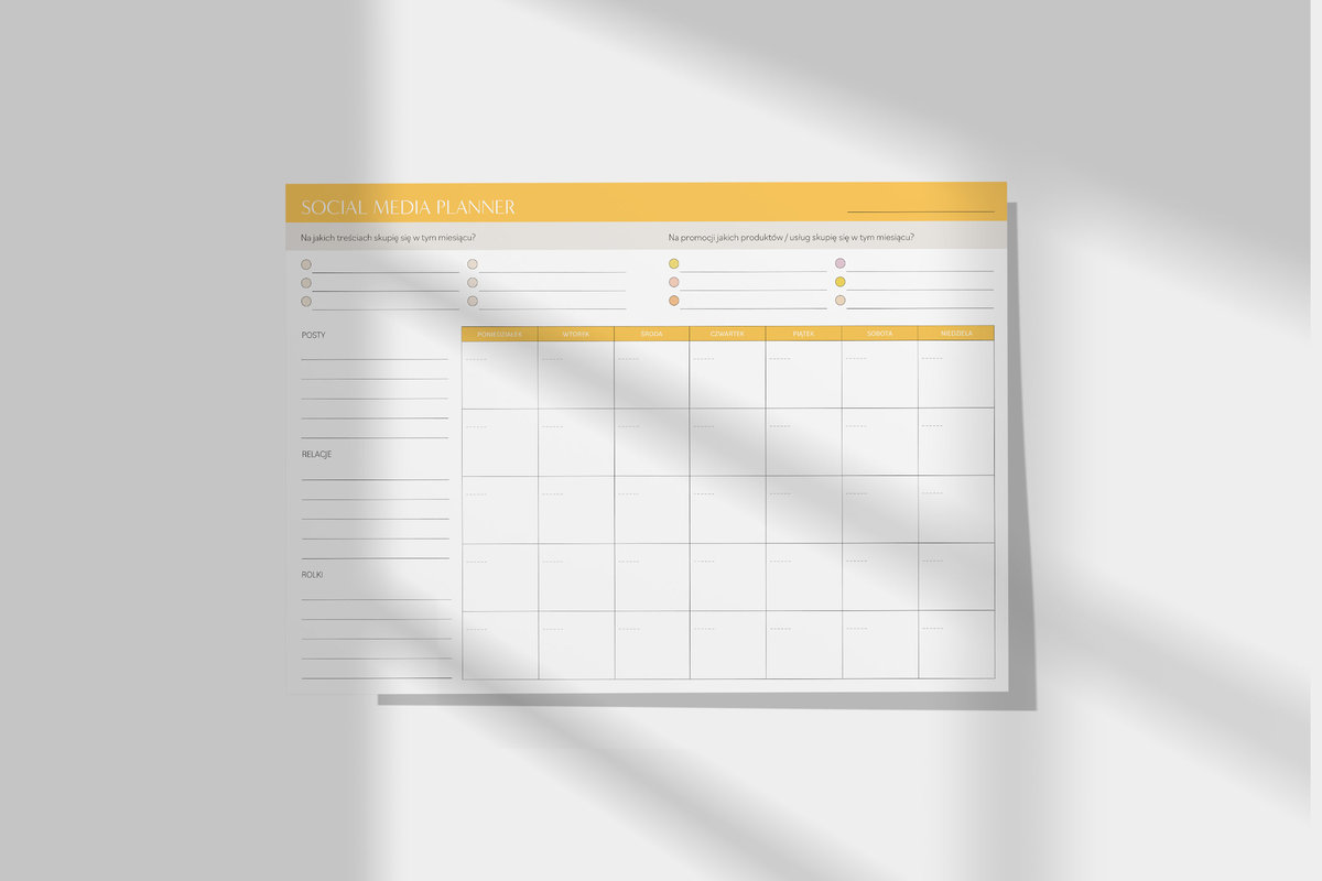 Planner SOCIAL MEDIA miesięczny A4 – wyrywane kartki!