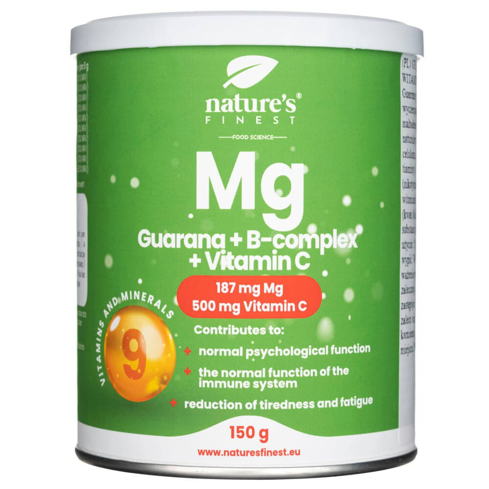 Nature's Finest, Magnez + Guarana + B-Kompleks + Witamina C, 150 g