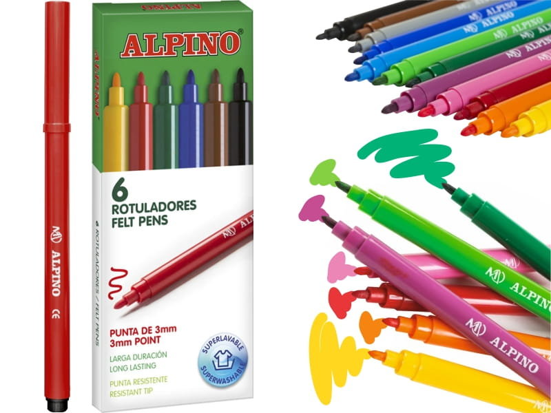 Flamastry zmywalne Alpino Classic 6 kolorów