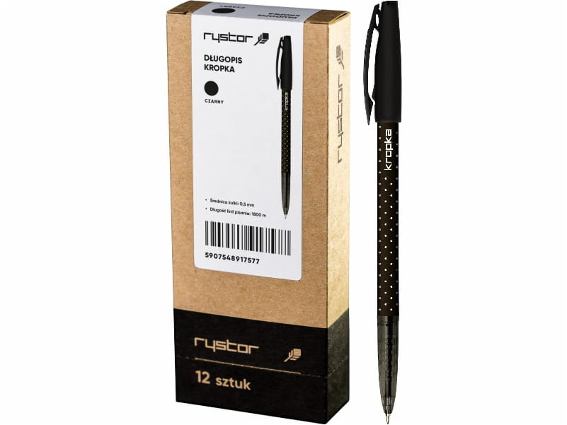 Długopis Rystor Kropka 0,5mm czarny 12 sztuk