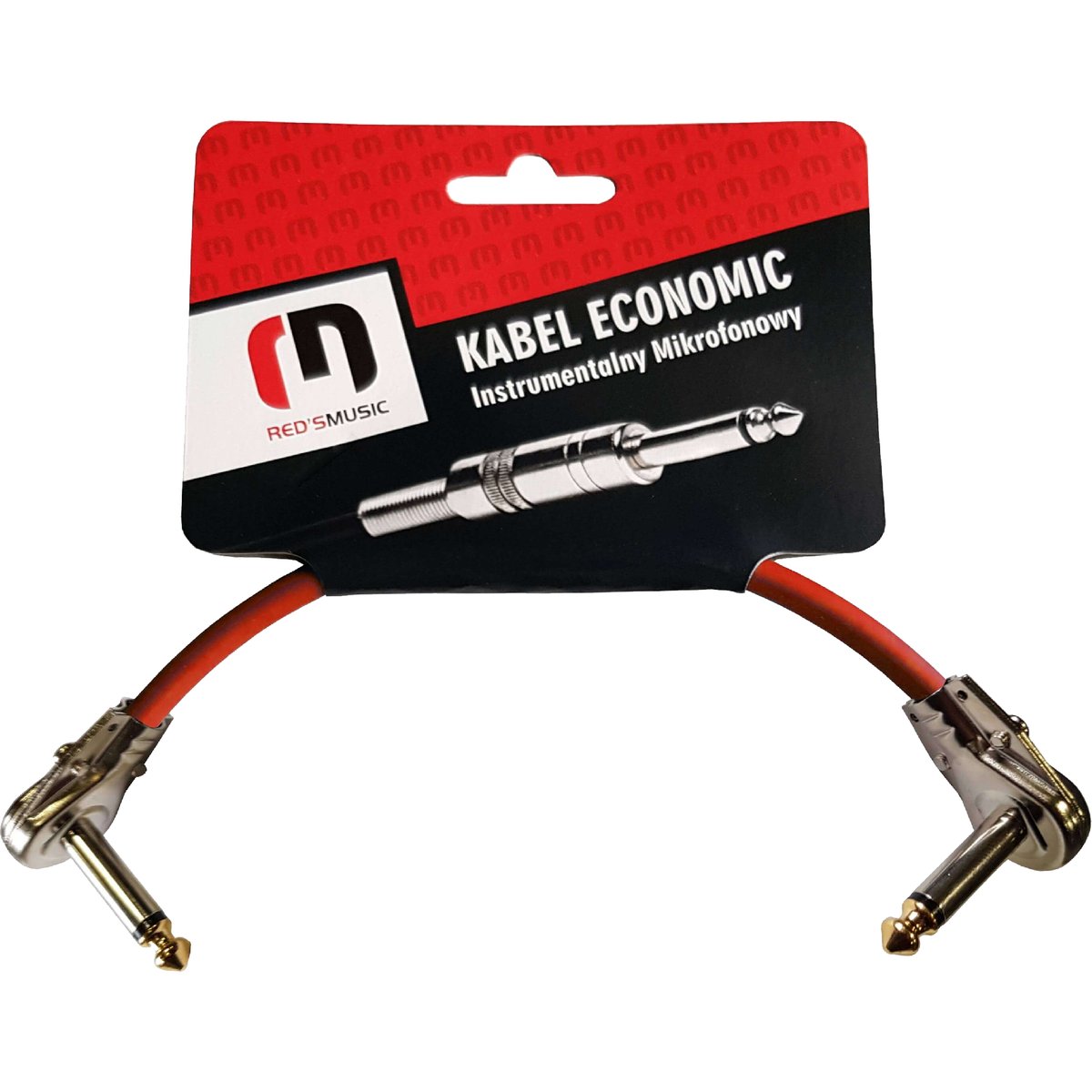 Kabel przewód patch kątowy Jack 6,3 mm 25 cm czerwony Red's Music