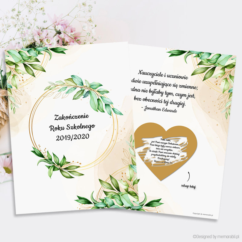 KARTKA ZDRAPKA podziękowanie dla nauczyciela, zakończenie roku szkolnego