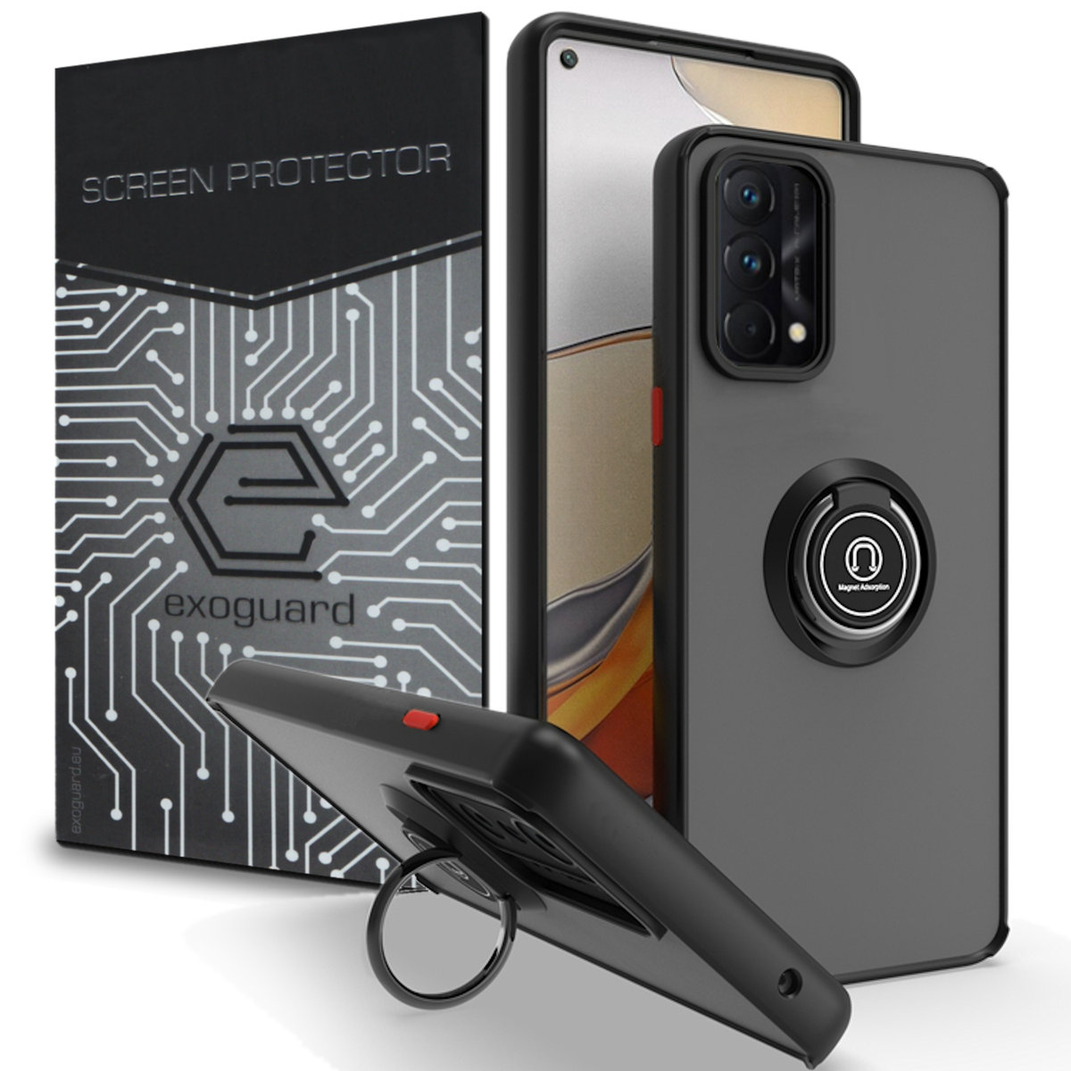ETUI EXOGUARD O-RING+ SZKŁO - REALME GT MASTER EDITION - PANCERNE CASE OBUDOWA FUTERAŁ RING