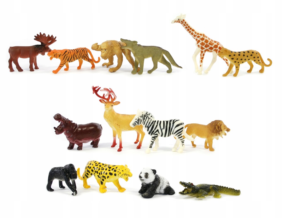 FIGURKI ZWIERZĄT DZIKIE zoo safari GORYL LEW WILK