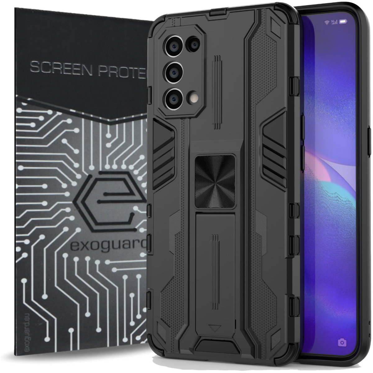 ETUI EXOGUARD SUPERSONIC + SZKŁO - OPPO RENO 5 4G / 5G - PANCERNE CASE OBUDOWA FUTERAŁ