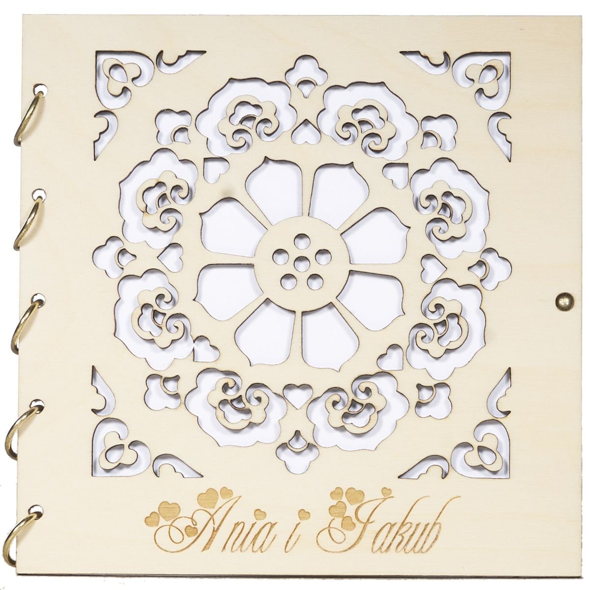 Drewniana kartka okolicznościowa z grawerem