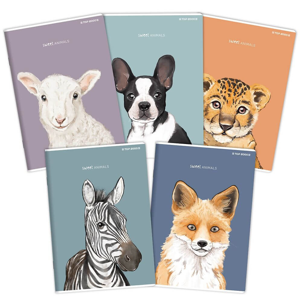 5 X Zeszyt Top 2000 A5 32 Kartki Kratka, Zwierzaki