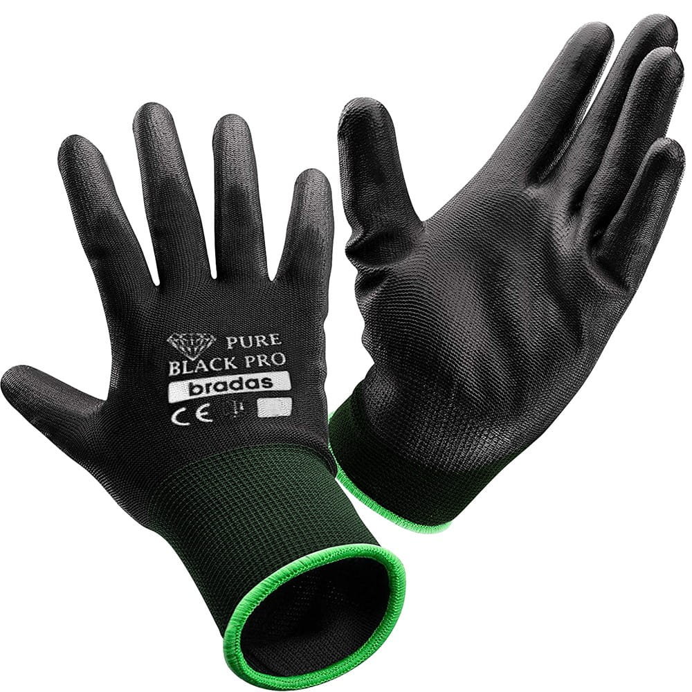 Rękawice Ochronne Pure Black Pro Poliuretan Rozmiar 9 Bradas