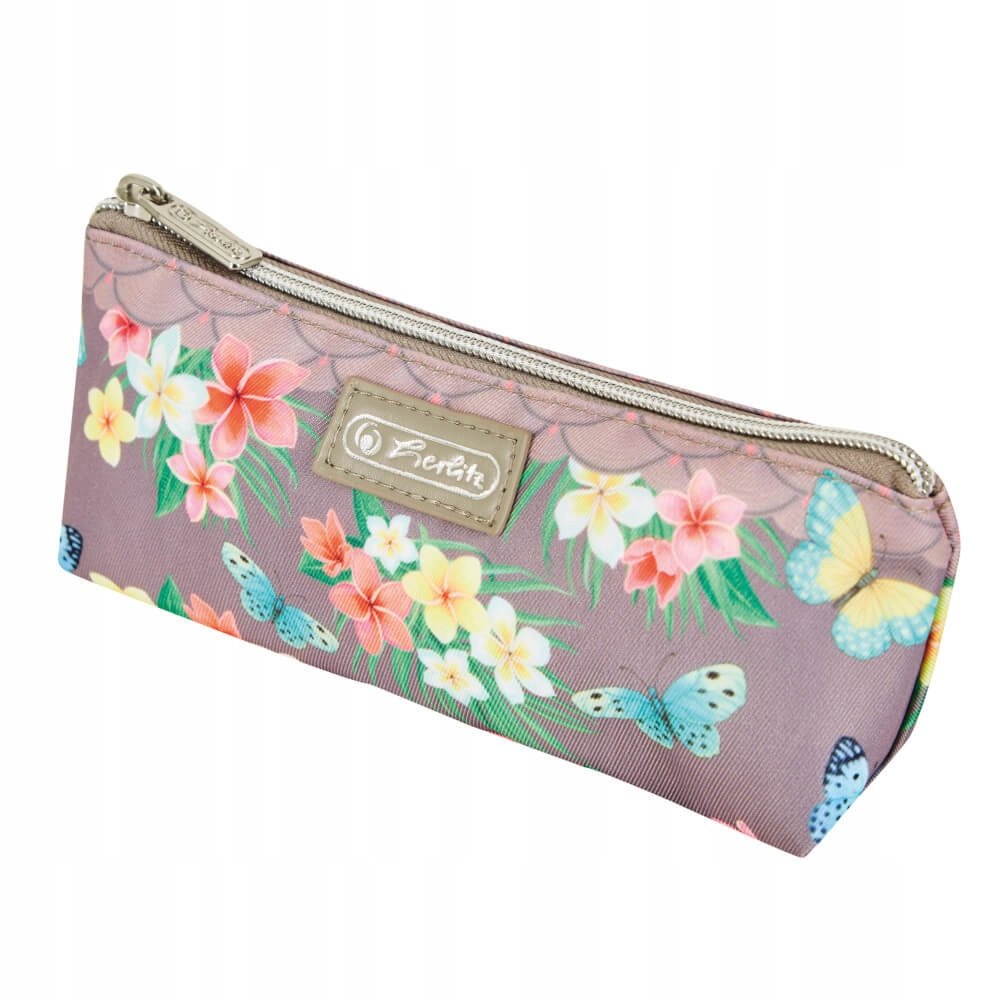 Herlitz® Piórnik szkolny Ladylike jednokomorowy | Zamek błyskawiczny | Saszetka Etui Organizer Kosmetyczka Tuba na Długopisy Pióra Kredki Akcesoria | Dzieci Młodzież | Butterflies