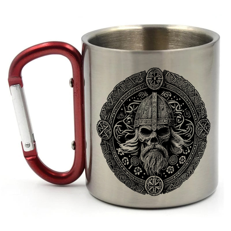 Kubek z karabińczykiem Czaszka Wikinga. Prezent dla fana Wikingów, 300ml