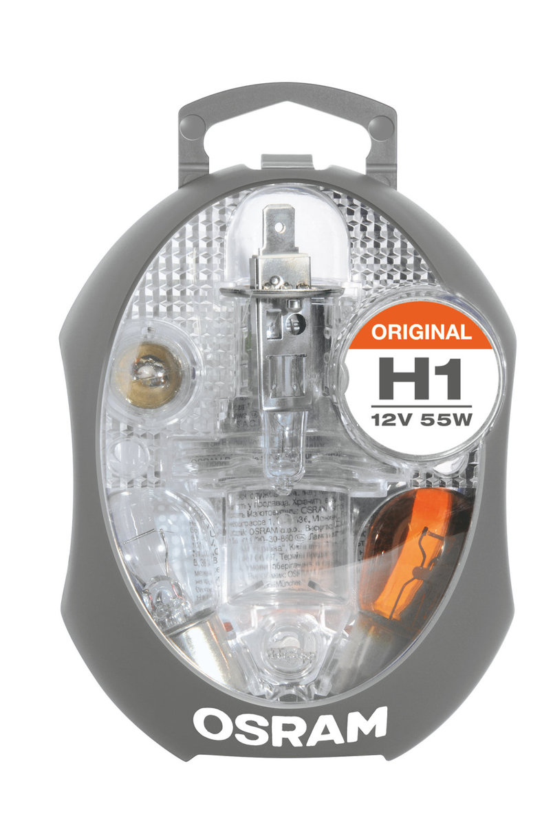 Osram Original H1 zestaw żarówek zamiennych w pudełku, halogenowe żarówki do reflektorów, 12V, CLKM H1, kompletny zestaw żarówek zamiennych, 1 zestaw CLKM H1