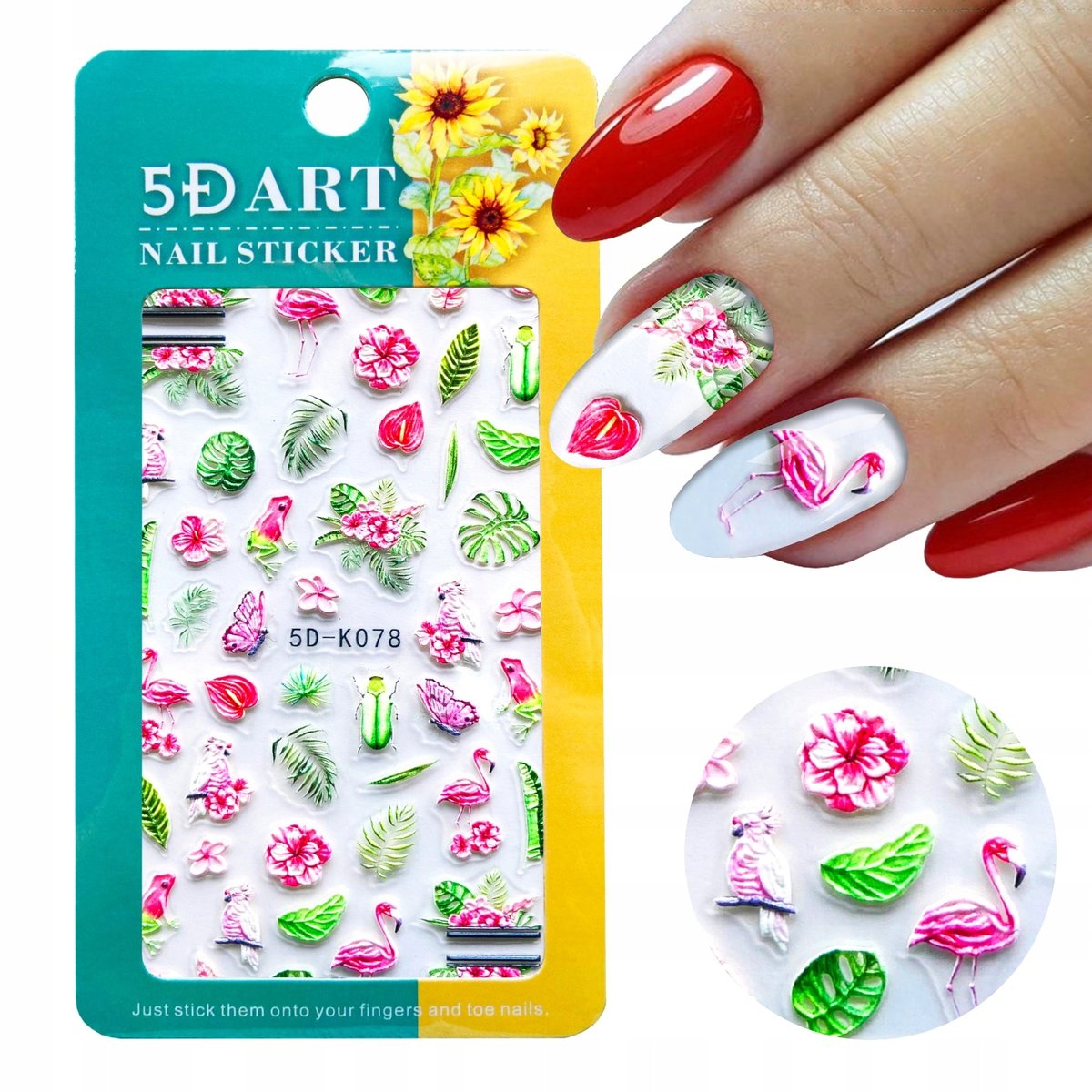 Naklejki 5D Do Zdobienia Paznokci, Wzory Tropiki