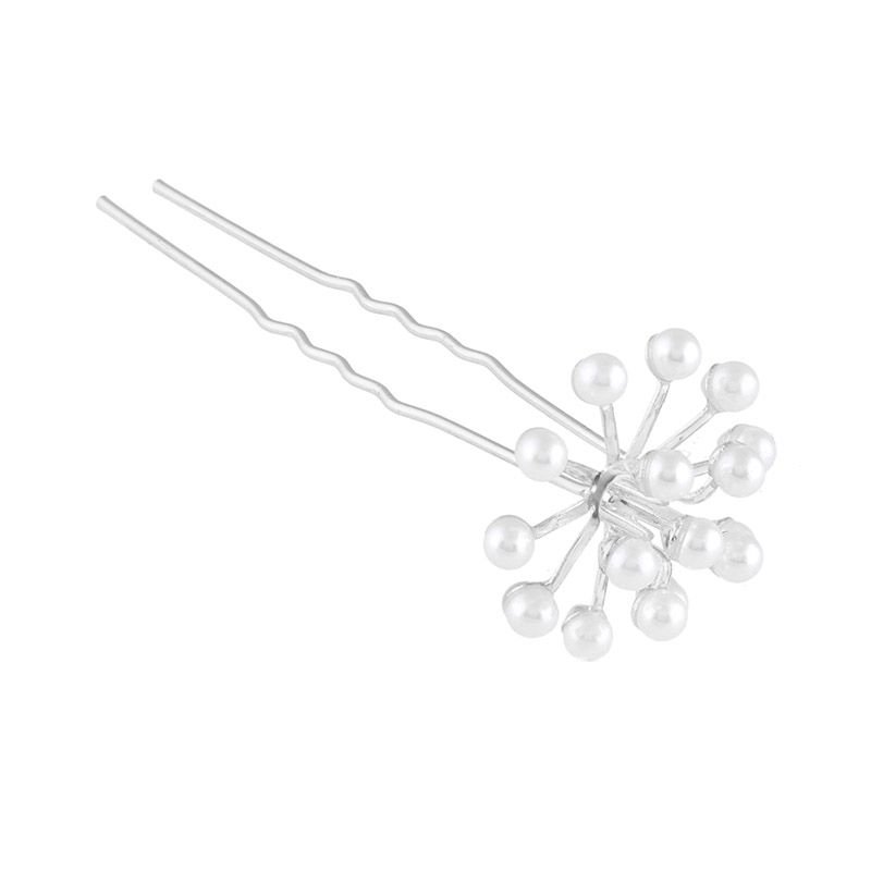 Kokówki Do Włosów Srebrne Z Perełkami, 7,5 Cm, 2 Szt.