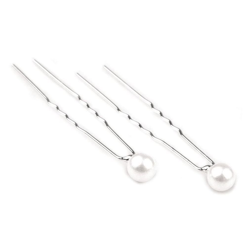Szpiki Do Włosów Z Białą Perełką, Śr. 0,8mm, 5 Szt.