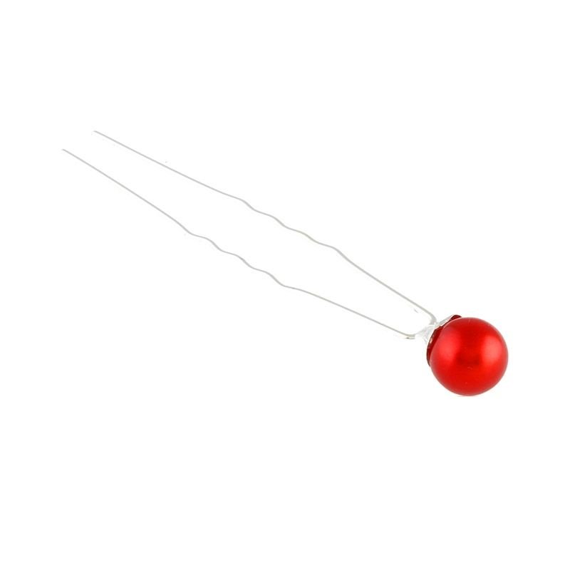 Szpilki Do Włosów Z Czerwona Perełką, 7,5 Cm, 5 Szt.