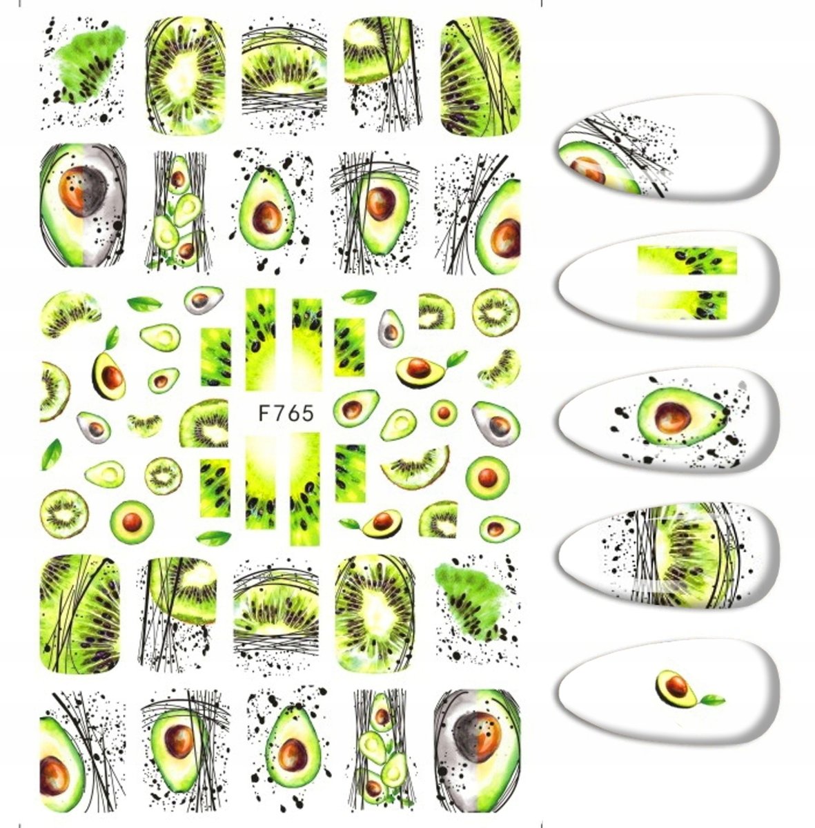 Naklejki Do Zdobienia Paznokci Wzory Awokado  F-765
