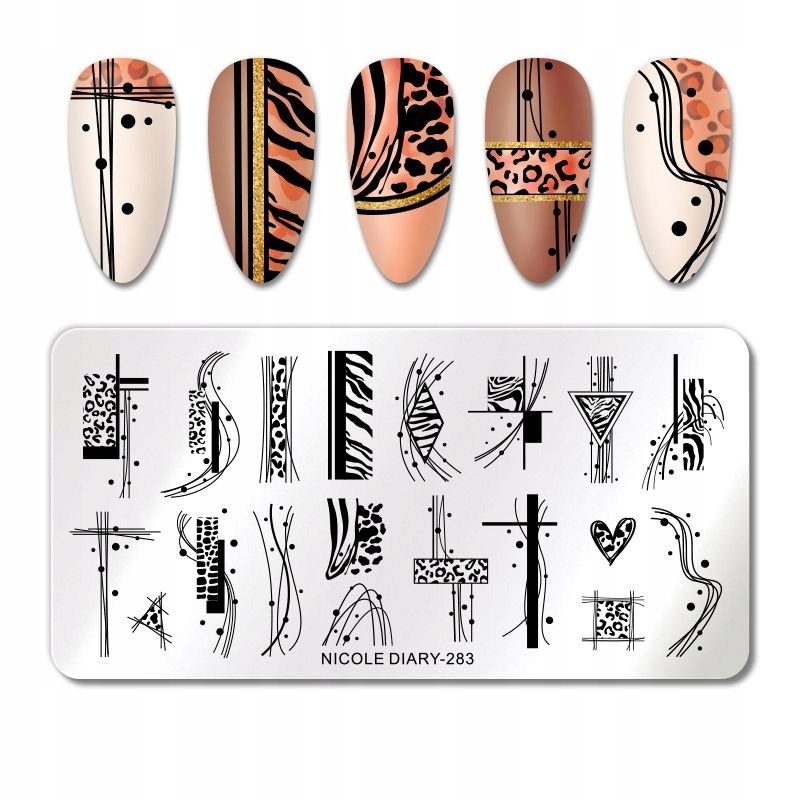 Blaszka Płytka Do Stempli Do Zdobienia Paznokci Panterka Zebra Nicole Diary-283