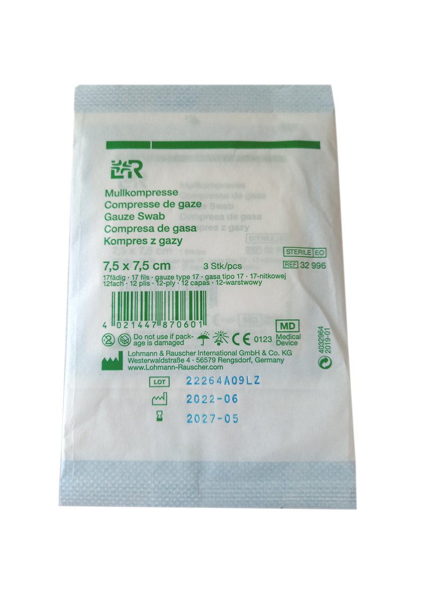 L&R, Kompresy z gazy  3 x 1 szt. / 7,5x7,5