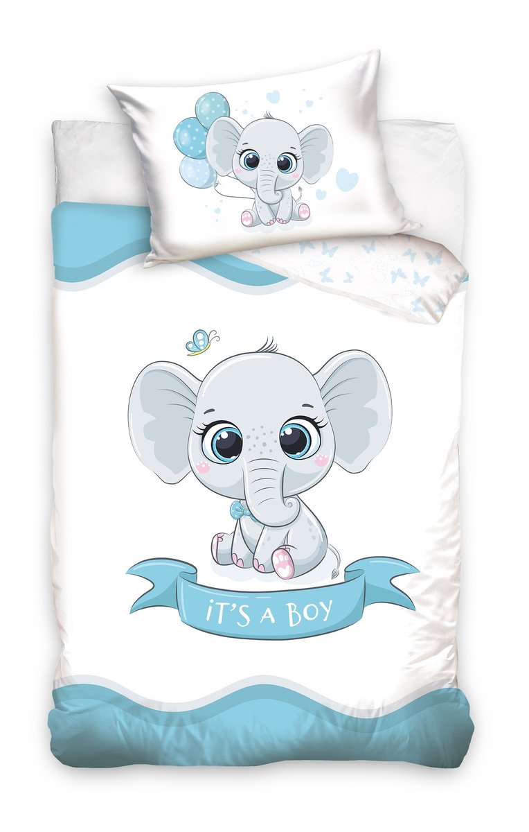 Carbotex, Komplet pościeli do łóżeczka, 90x120 cm, Słonik