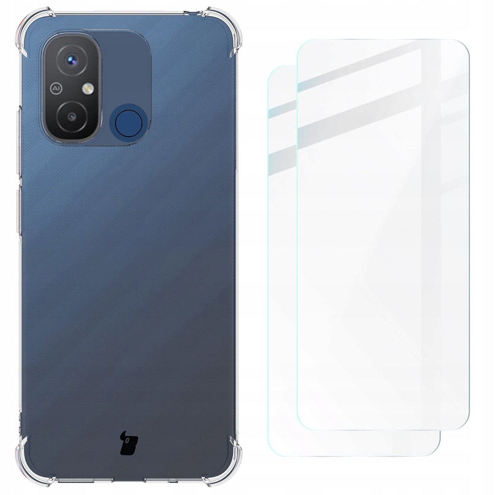 Bizon Etui + 2x szkło Case Clear Pack do Xiaomi Redmi 12C, przezroczyste