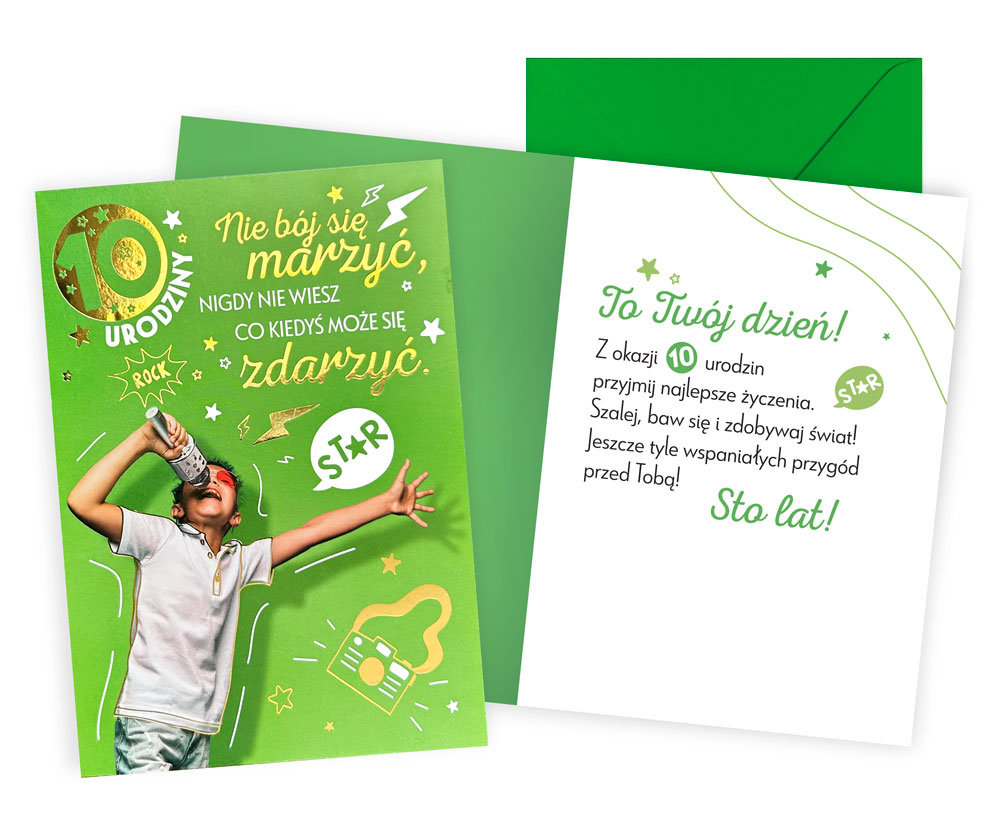 Karnet Urodziny 10 chłopiec - Kukartka