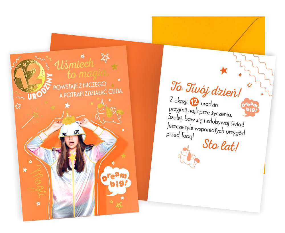 Karnet Urodziny 12 dziewczynka - Kukartka