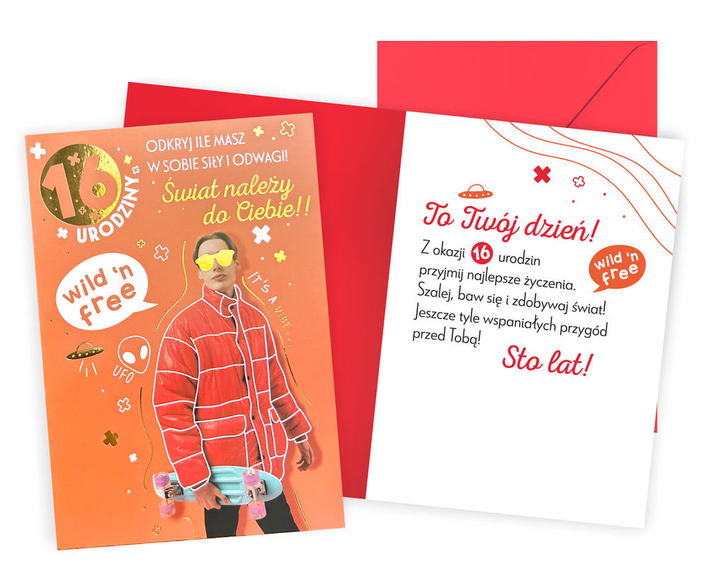 Karnet Urodziny 16 chłopak - Kukartka