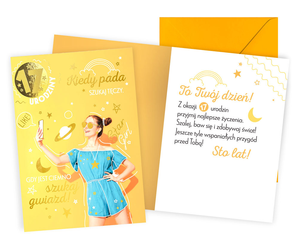 Karnet Urodziny 17 dziewczyna - Kukartka